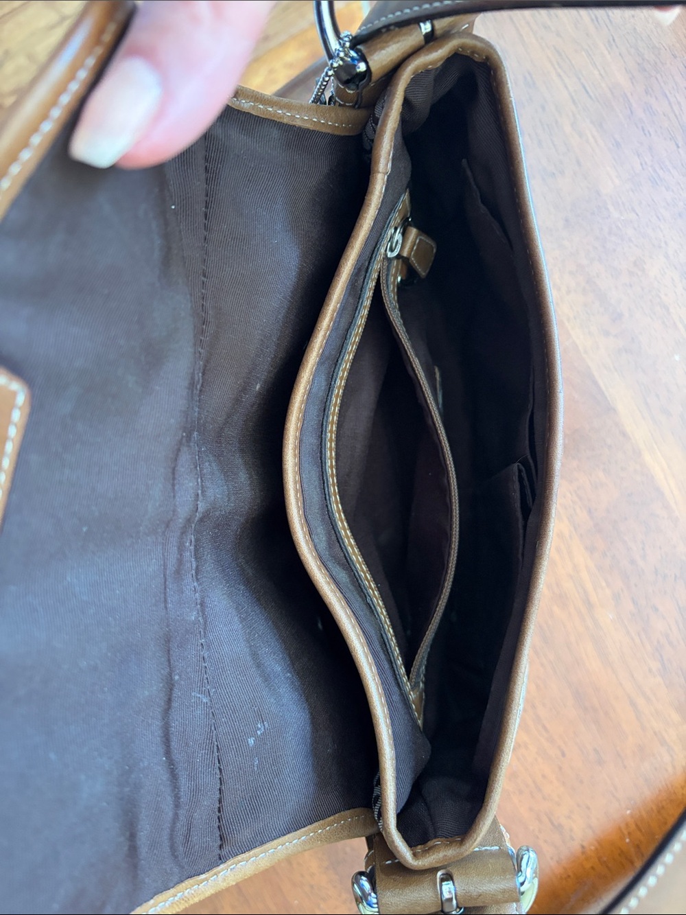 Coach Tan Signature Canvas Shoulder Bag with Brown Leather Trim - Picture 8 of 12